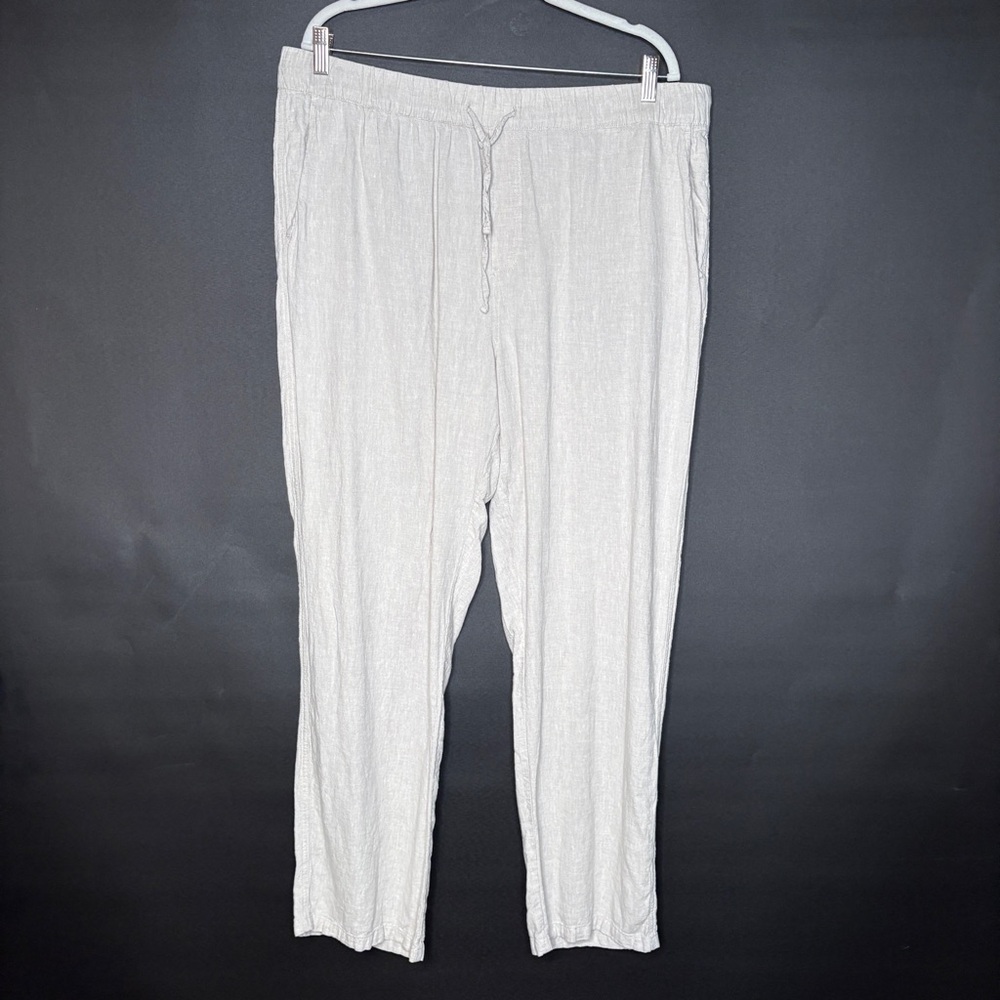Magaschoni Man Linen Blend Pull On Pants Khaki Beige Size XL